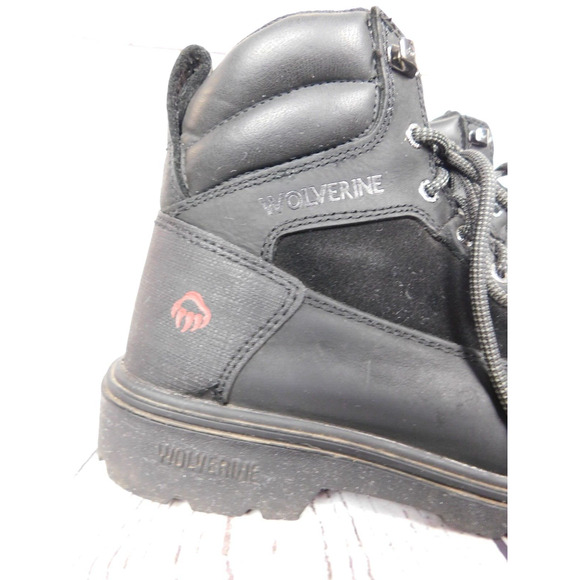 Men\'s Wolverine Boots Size 7.5 Work Black Leather Steel Toe 201291 Bulldozer 2.0 main image 7